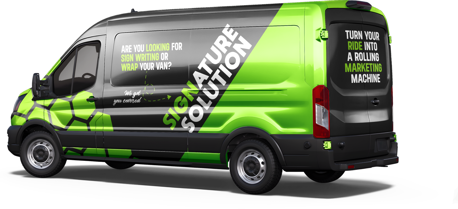 signature solution van, signwriting, van graphics